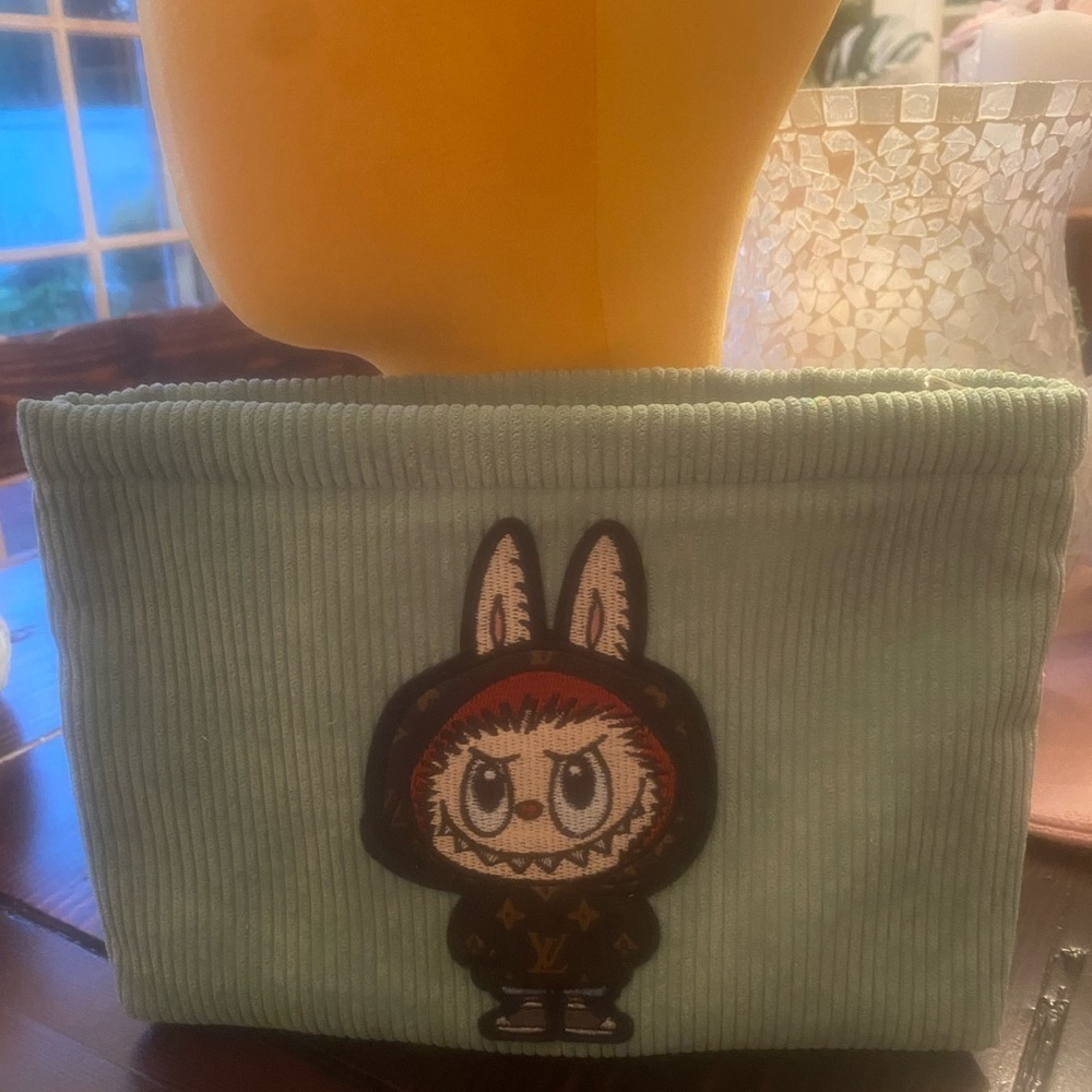 Green Corduroy Bag With Bougie Labu Character